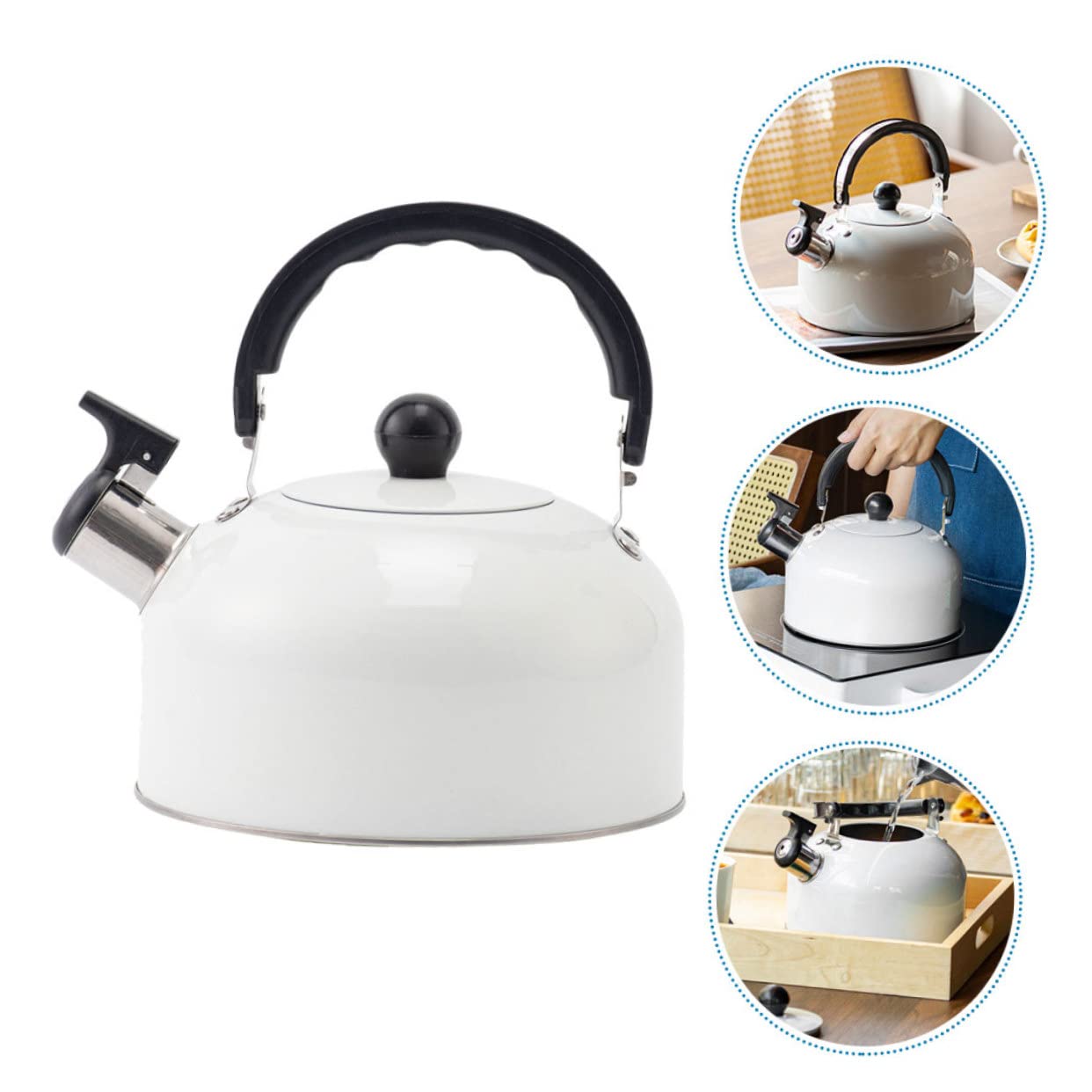 Tetera Silbante para Estufa de Acero Inoxidable 3l de Color Claro