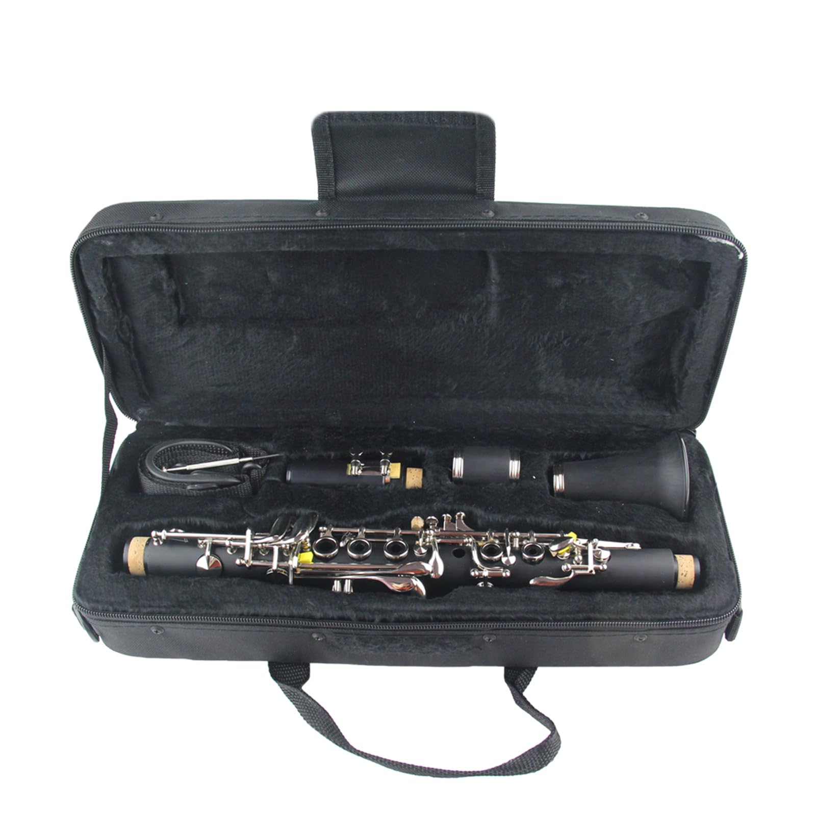 Profession Clarinet Eb Keys Bakelite Nickel Plated Wind instrument with Screwdriver Soft Cleaning Cloth Mouthpiece Reed and Cap case Suitable for professionals and beginners (Eb tone)