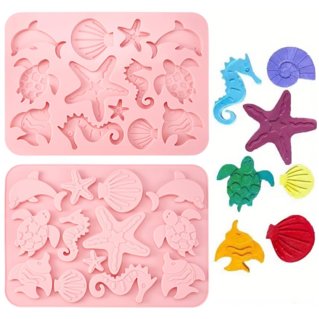 Skytail 13 Cavity Ocean Marine Silicone Fondant Mould Starfish Seashell Turtle Dolphin Seahorse for Baking Chocolate Candy Cake Decoration Cupcake Topper Gummy Jelly Ice Cube Resin Clay Mold (B0D9QQTJPV) Amazon Price History, Amazon Price Tracker