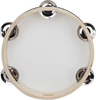 Handheld Tambourine (7 Inch) for Adults, Single Row Metal Jingles Hand Drum Percussion Music Instrument for Party Favor Church