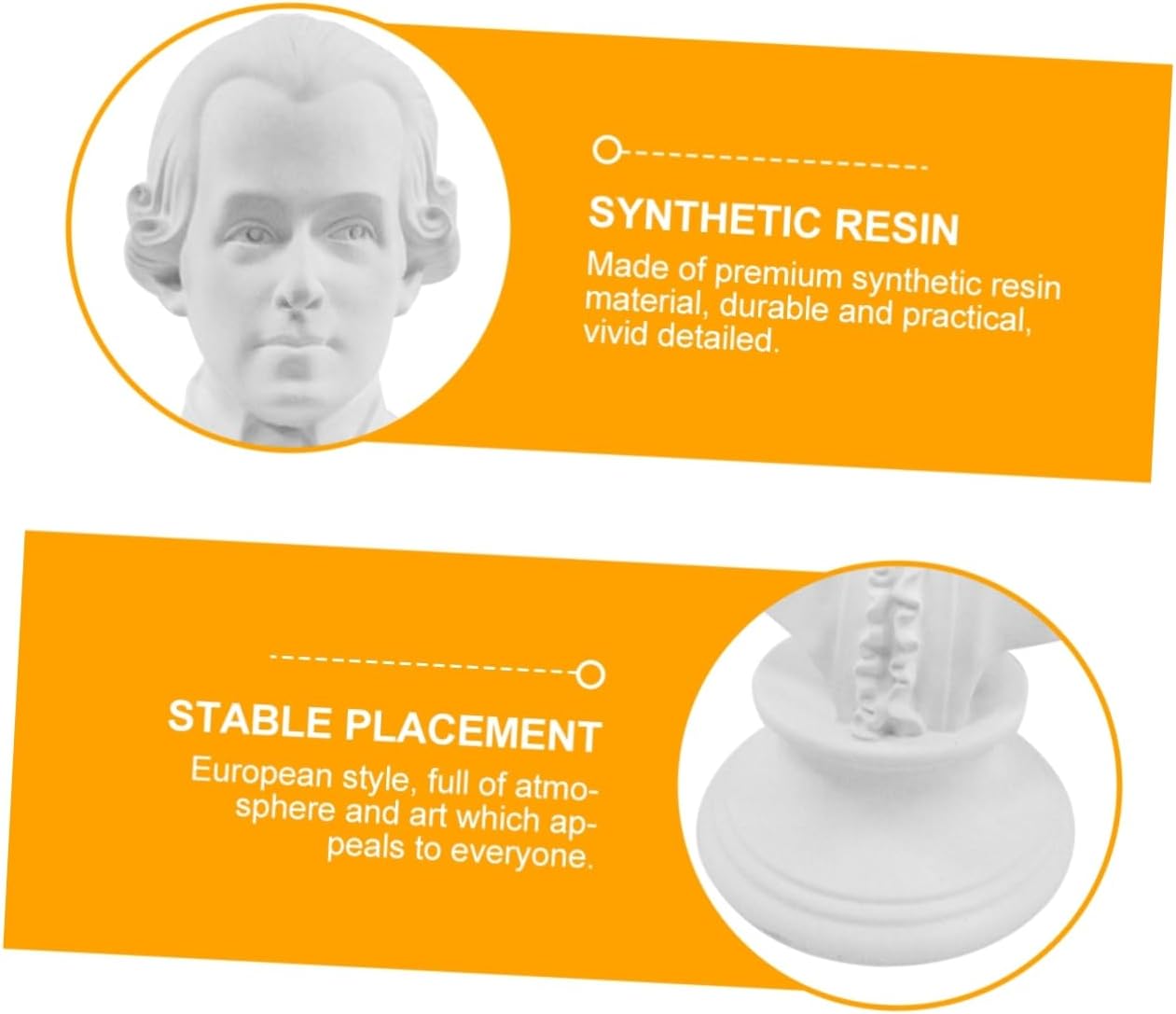 Classic Figurine Bust Statue Resin Plaster Sculpture for Home Decor Musician Portrait for Desk Hallway Study Elegant Decorative