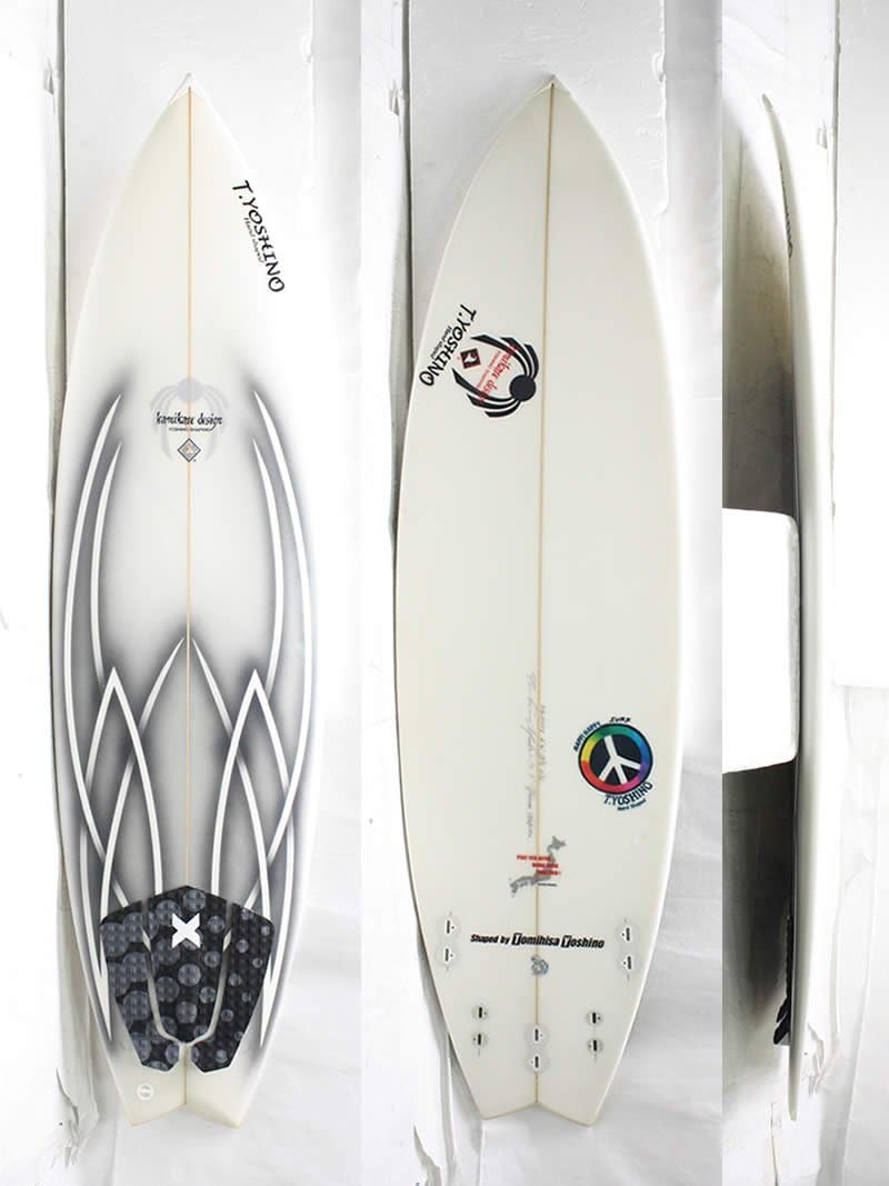 Amazon 6 2 サーフボード T Yoshino Surf Board クリア Kamikaze Design ハンドシェイプ Fin付き ボード T Yoshino Surf Board サーフボード