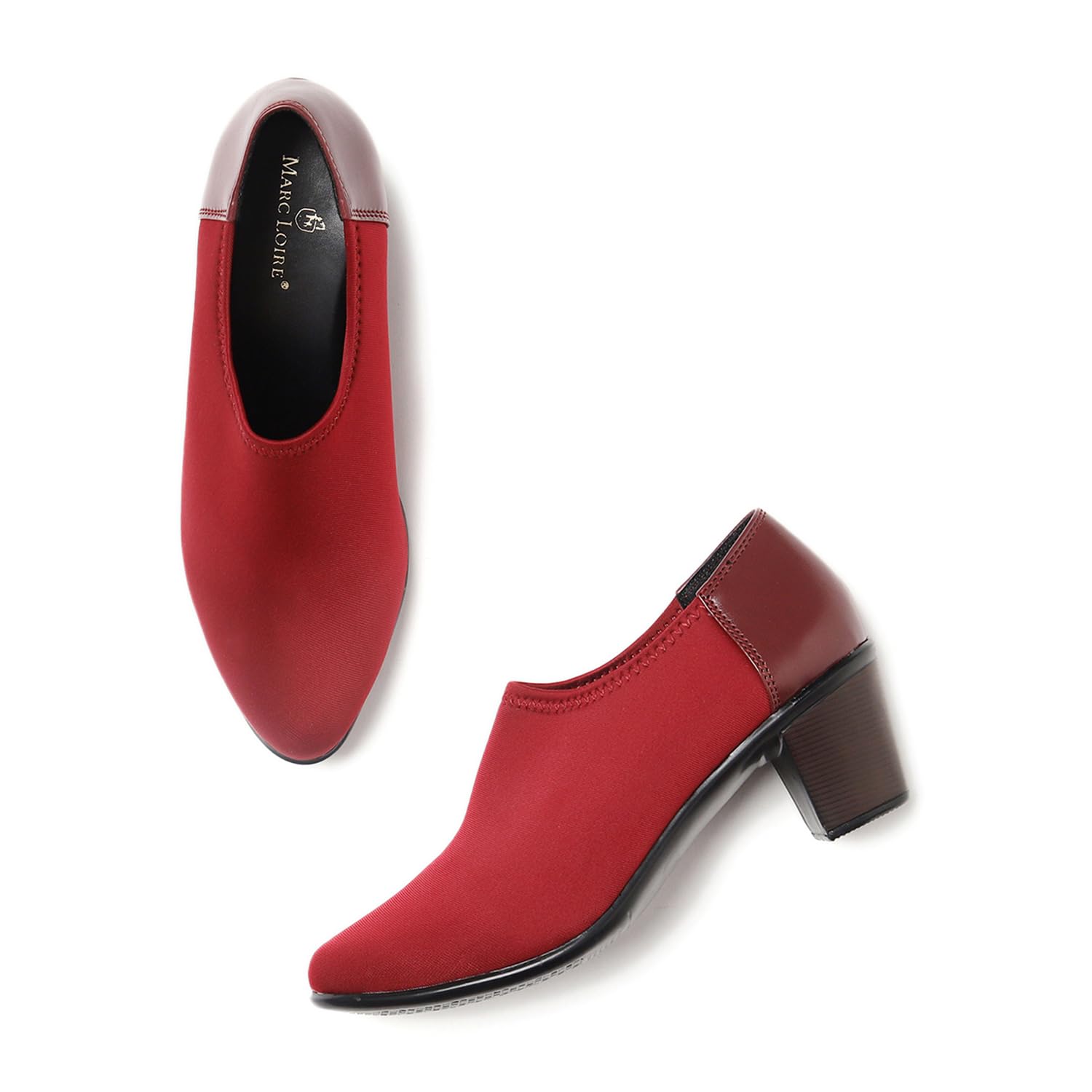 Marc Loire Women Pointed Toe Block Heel Mules Formal Footwear (Maroon, 4) (B0D4VTNRZ8) Amazon Price History, Amazon Price Tracker