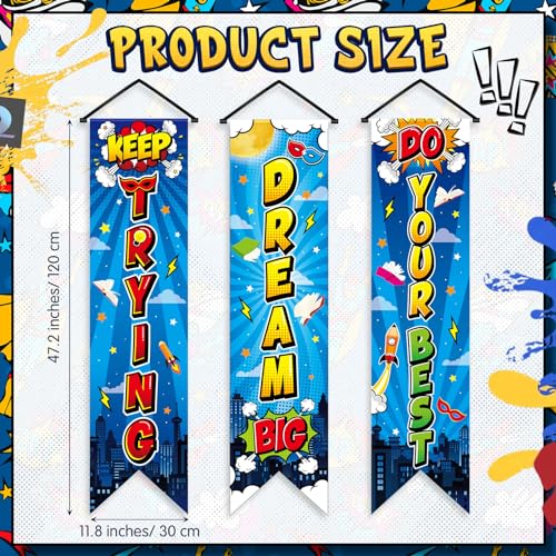 Image of Chiisong 3 Pieces Hero Party Decorations Hero Wall Banners Porch Signs Backdrops Inspirational Cityscape Photography Background for Theme Birthday Party Baby Shower Classroom Decorations