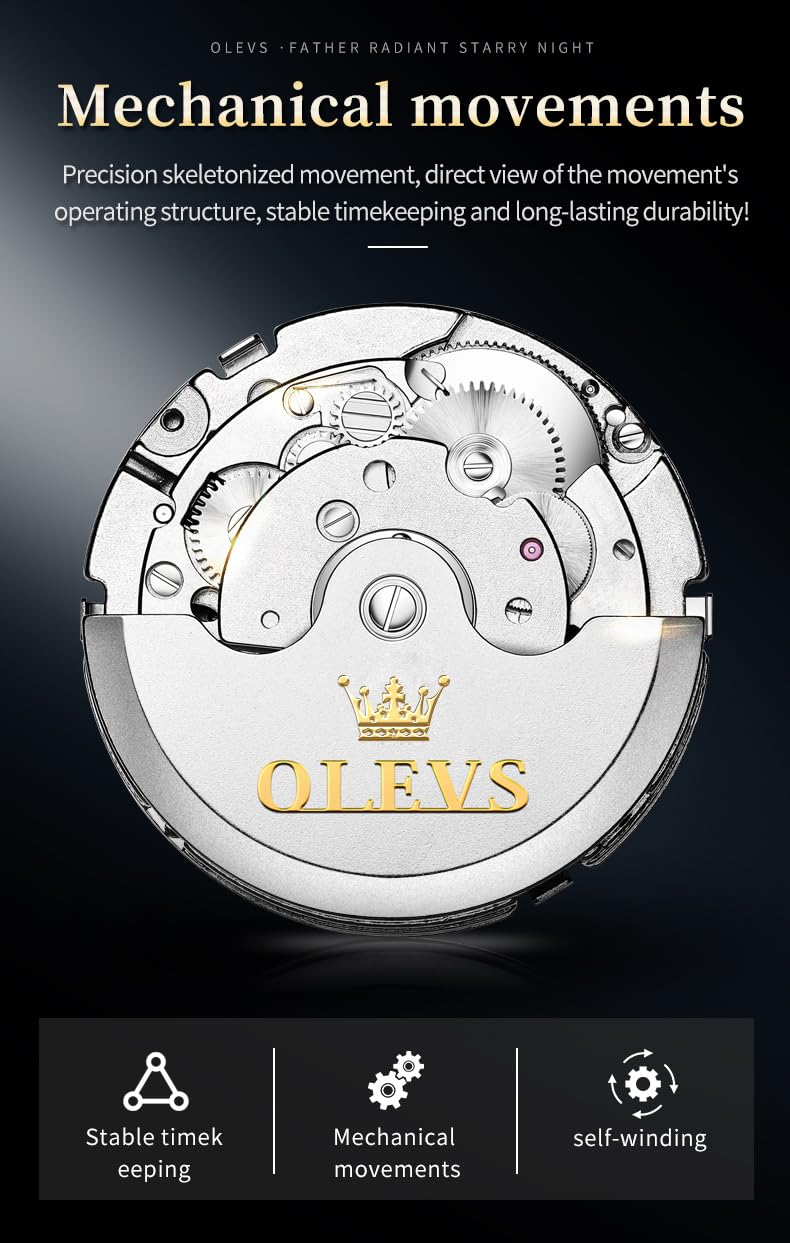 OLEVS Herrenuhren Braune Schwarz Lederarmband Quarz Uhr Männer mit Wochentag Datum Wasserdicht Leuchtende Klassische Elegantes Armbanduhr Geschenk