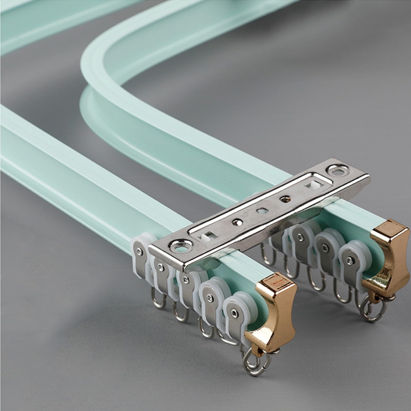 LTSRLL Aluminium Curtain Rail Flexible Curtain Double Track For Straight Or Bay Windows Shower Curtain Rods - Not Easy To Break - Easy To Bend(Color:Green-Ceiling,Size:3m/9.8ft)
