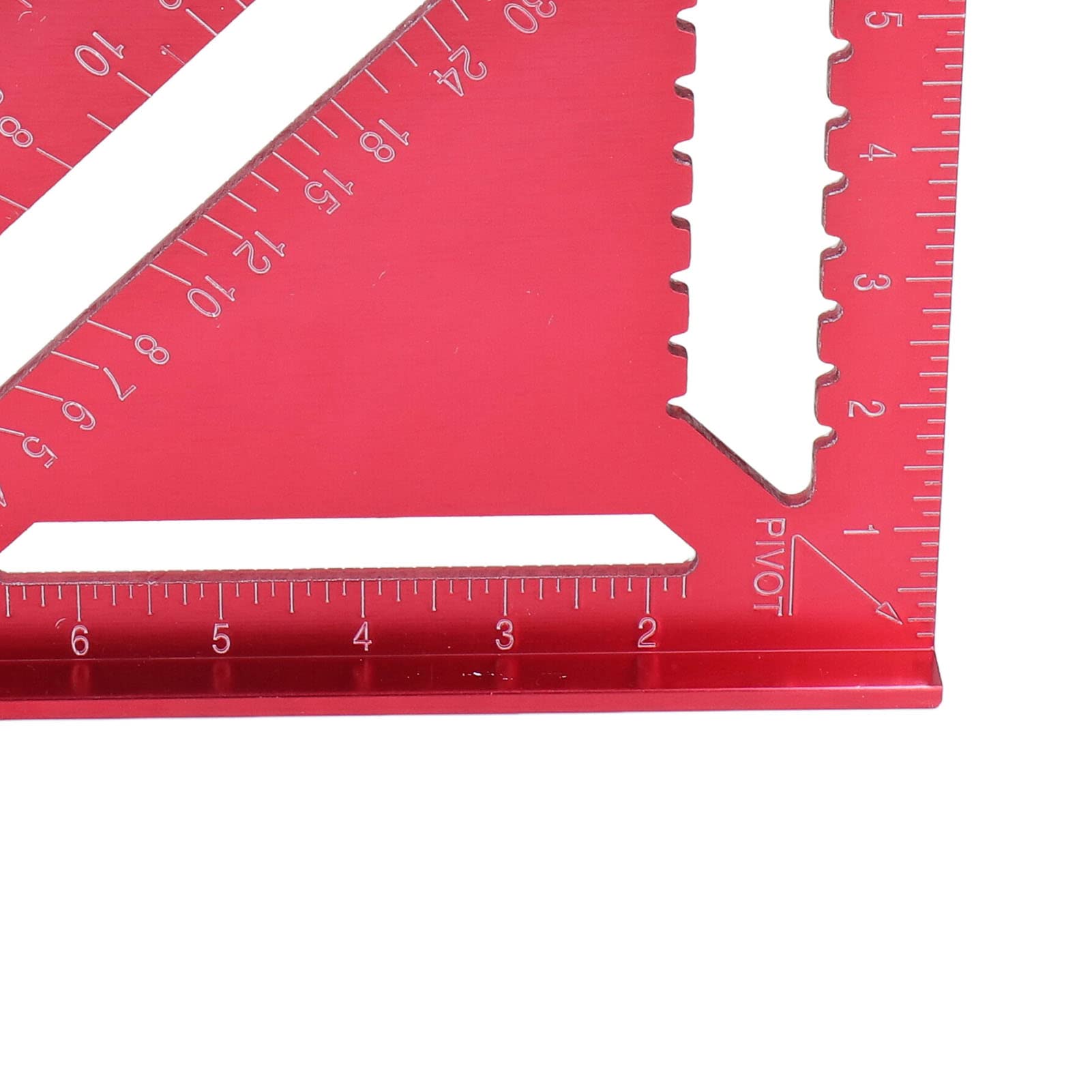 Aluminum Alloy Carpenter Square - Woodworking Triangle Ruler With Clear Laser Engraved Scale (Red, Metric & Inch) - View #9
