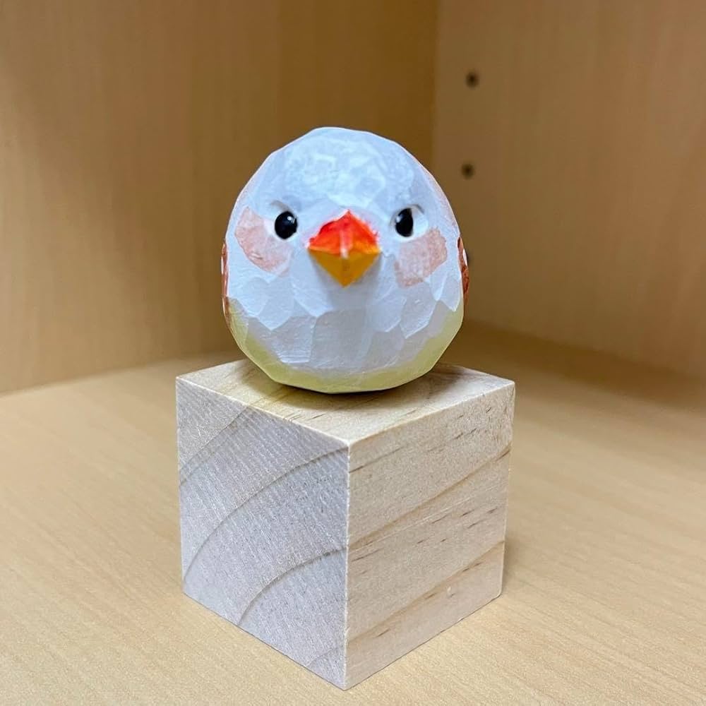 Amazon.co.jp: インテリア小物 小鳥の置物 木彫り キンカチョウ