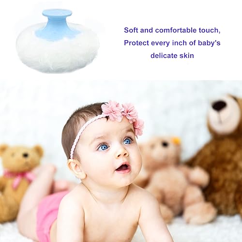 Miniatura 2 de Qopoto Soplete de polvo corporal y recipiente para polvo de polvo para bebés y mujeres estuche de polvo para baño y viajes azul pop