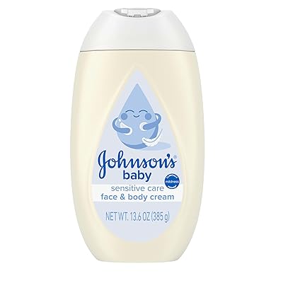 Johnsons Sensitive Care Baby Face & Body Cream with Vitamin B5, Daily Moisturizing Baby Cream to Calm, Nourish & Comfort Dry, Sensitive Skin, Lightly Scented, Hypoallergenic, 13.6 oz
