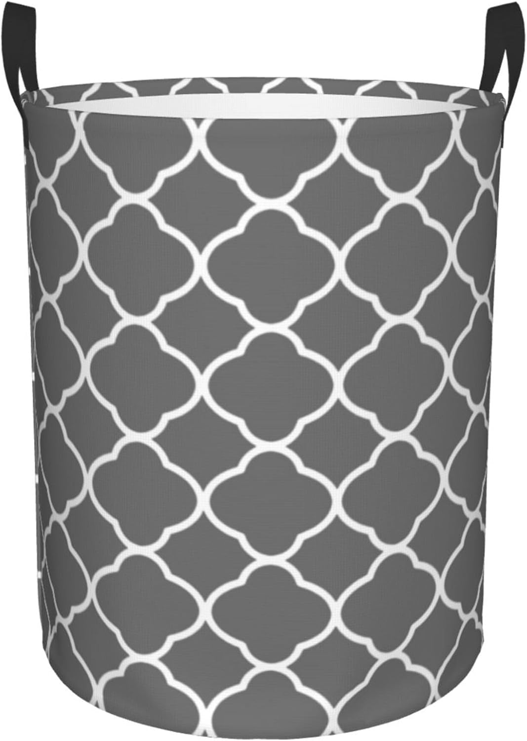 Large Laundry Basket, Red and White Geometric Quatrefoil Pattern Laundry Hamper Bag Collapsible Washing Bin With Handles for College Dorm, Family Essentials Storage