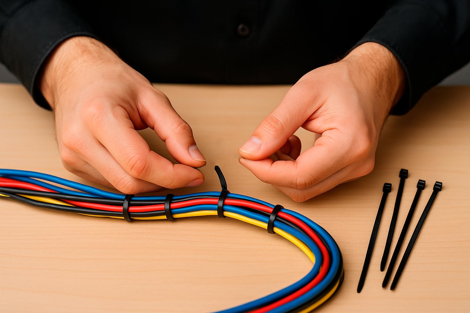 Set De Bridas Negras - Fix Level - Bridas De Plastico Muy Resistentes - Abrazaderas Plastico Para Sujetar Cables Y Esconder Cables - Organizador De Cables Y Sujeta Cables 4,8 X 360/300 Unidades