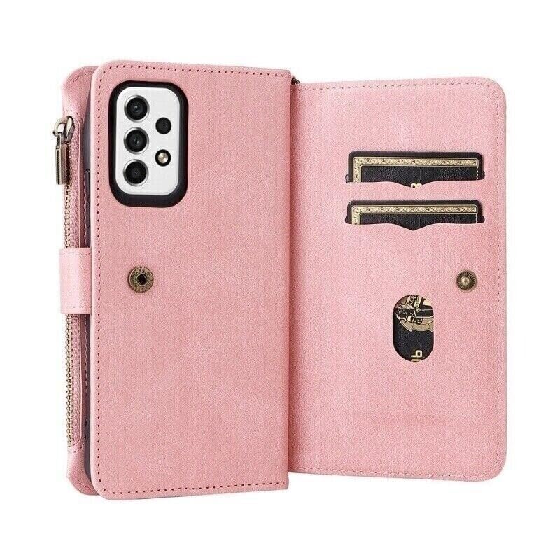 Étui Google Pixel 8 cuir rose à fermeture éclair protégeant vos cartes - 4