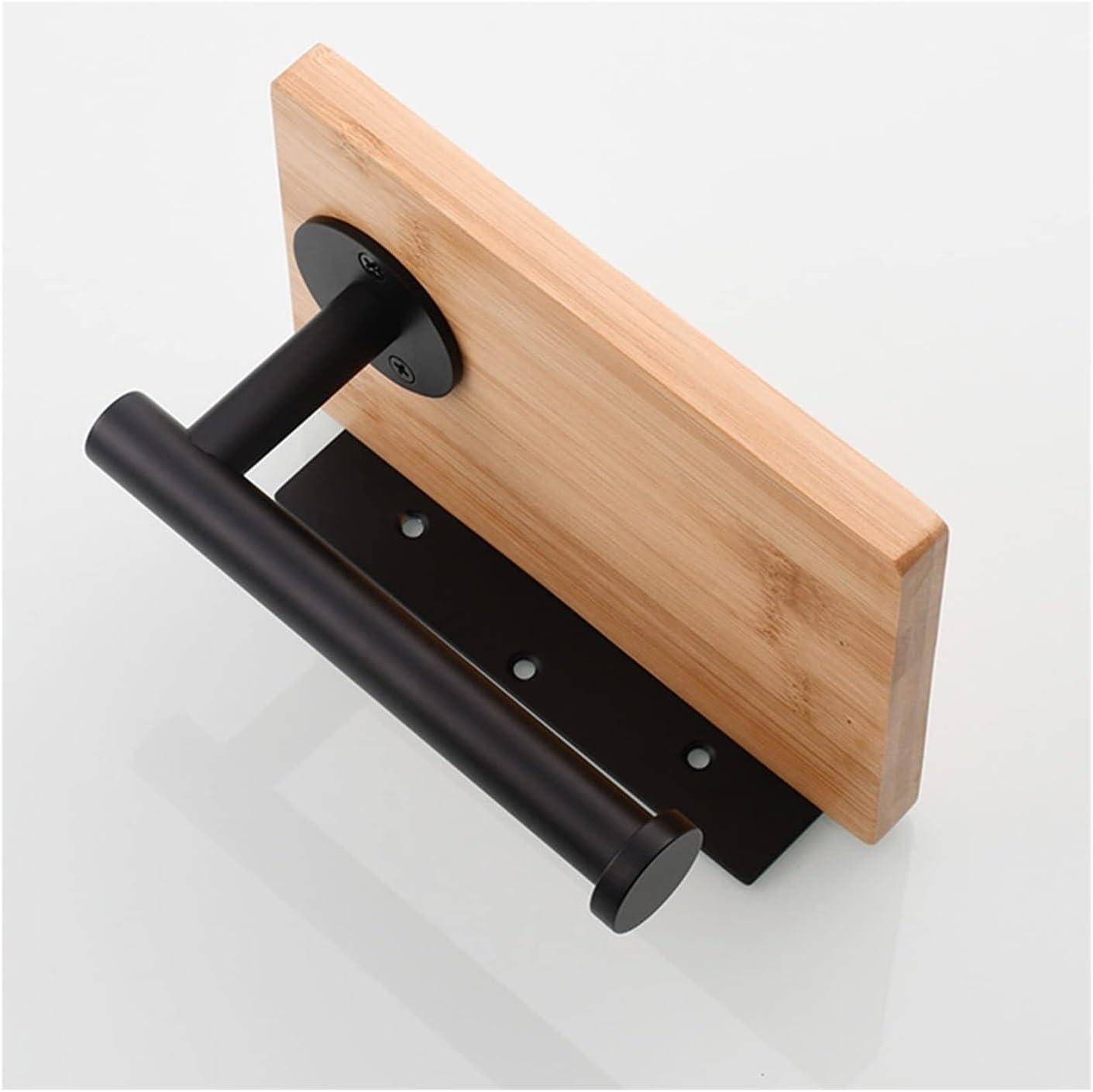 Toilet Paper Holder Toilet Paper Holder with Wooden Shelf Wall Mount Roll Tissue Bathroom Tissue(Brushed)
