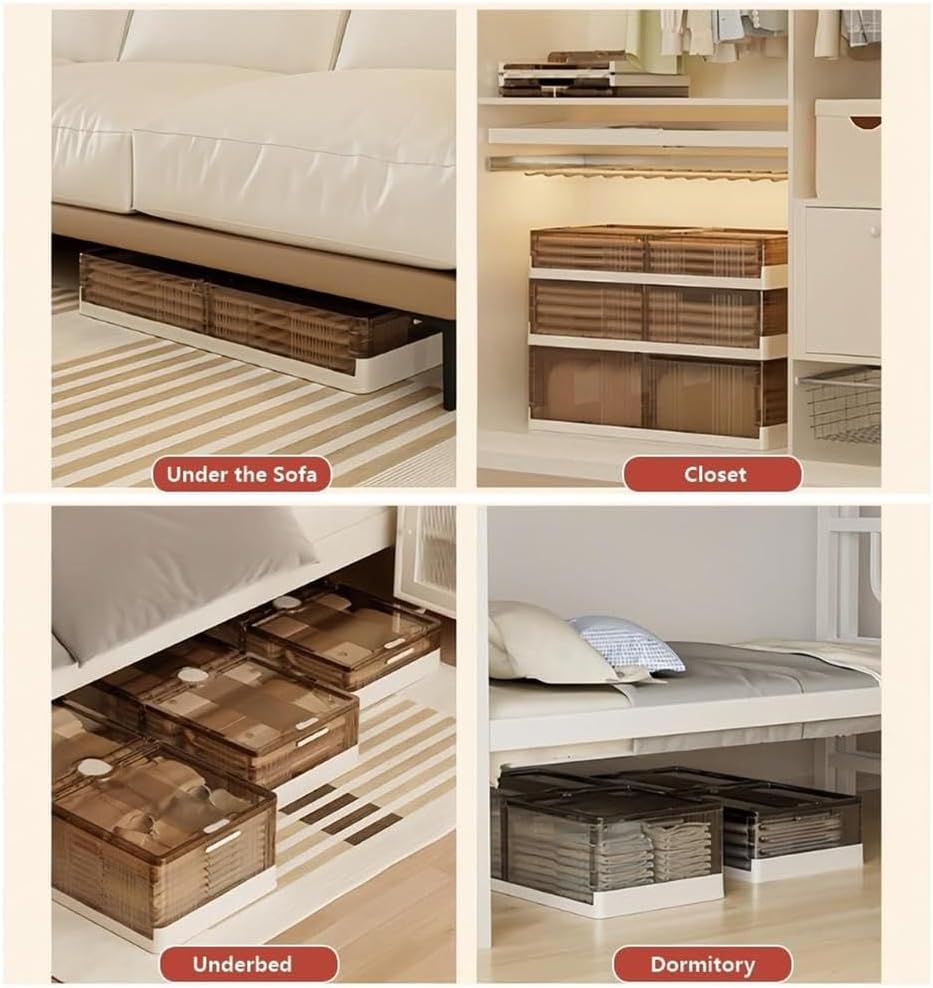 Under Bed Storage Containers with Wheels, Stackable Slide-Out Organizers, Foldable Storage Bins for Clothes, Shoes, Blankets - Multi-Purpose Organization Solution