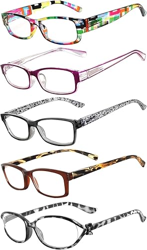Owl Readers 5 Pack of Elegant Womens Reading Glasses with Beautiful Patterns for Ladies Deluxe Spring Hinge Stylish Look