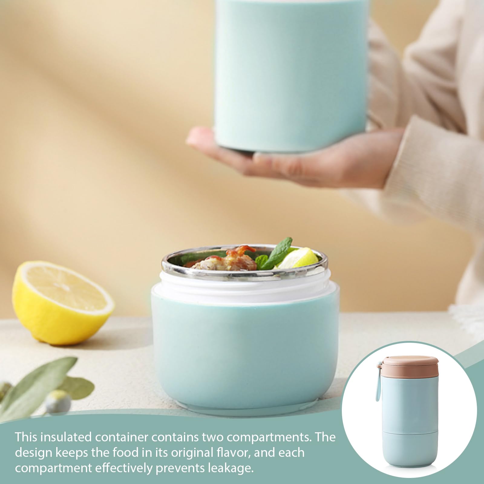 Contenitore termico in acciaio inox per mangiare: ciotola termica con cucchiaio, 800 ml, contenitore termico sottovuoto isolato, contenitore termico per bambini (blu)