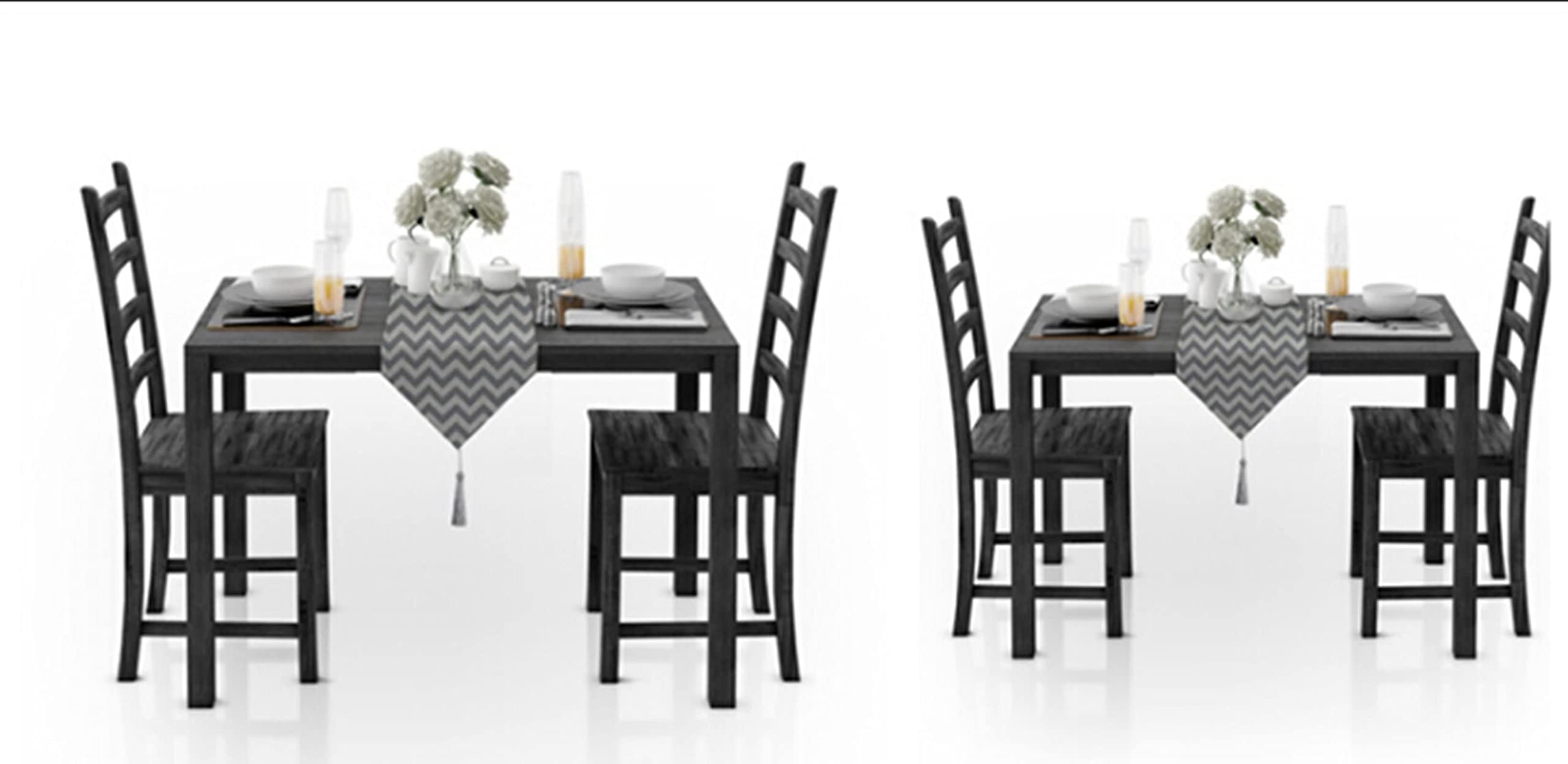 Tischläufer, Tischdecke Vintage aus Baumwolle Wellenmuster Grau 30x320CM für Abendessen Hochzeit Dekor