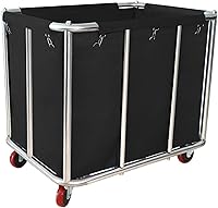 Vista 10 de Carrito de lavandería industrial con ruedas de 11.35 pulgadas de Bushel, cesta de lavandería comercial para el hogar, cestas de lavandería grandes