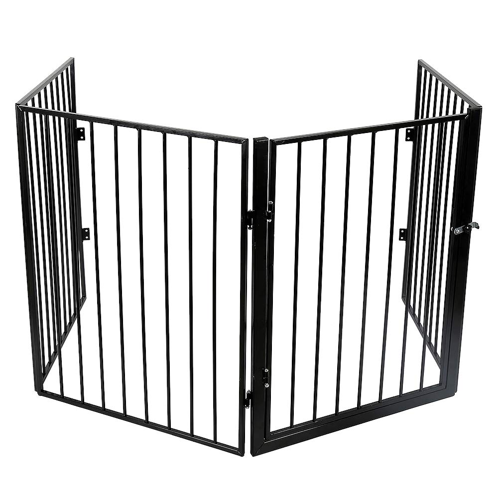 OHMG Barrera de seguridad infantil, Barrera de seguridad de escalera y puerta,Rejilla protectora de metal,4 elementos,OHMG