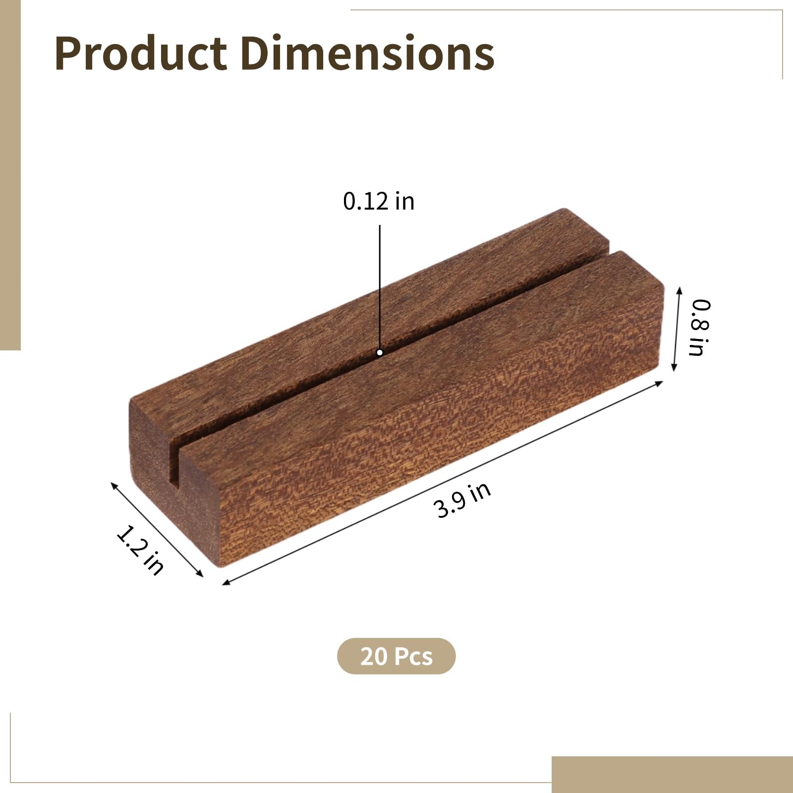20 Stk. Holz-Platzkartenhalter, 10x3x2 cm Tischkartenständer für Nummern mit 3 mm Schlitz, rustikale Foto-Namensständer für Hochzeiten, Partys, Veranstaltungen