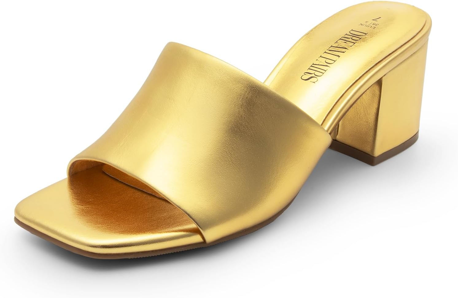 DREAM PAIRS Women's Square Open Toe Heels Sandals Low Block Chunky Heeled Sandals Slide Sandals Slip on Comfortable Casual Pumps Shoes