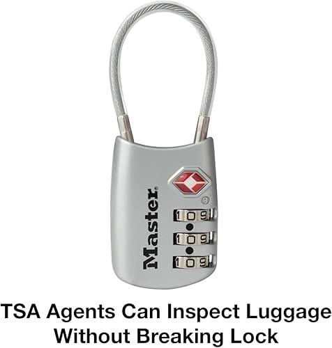 Miniatura 3 de Master Lock 4688D Candado para Equipaje con Combinación Personalizable Aprobado por TSA, 1 Unidad, Plateado