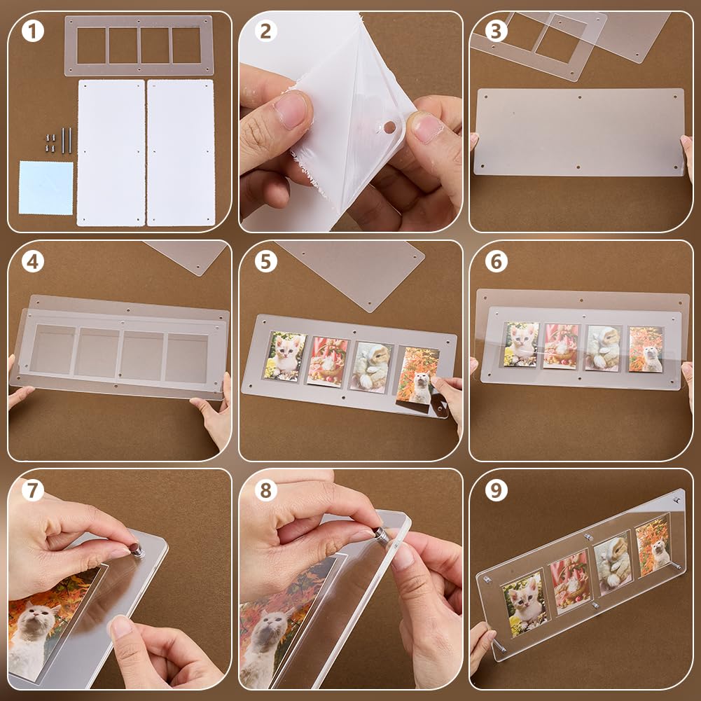 PH PandaHall 4-Slot Acrylic Trading Card Display Case Clear Baseball Cards Display Frame Collectibles Sports Card Stands Cards Displaying Wall with Screw for Pictures Photo Storage Displaying - Image 3