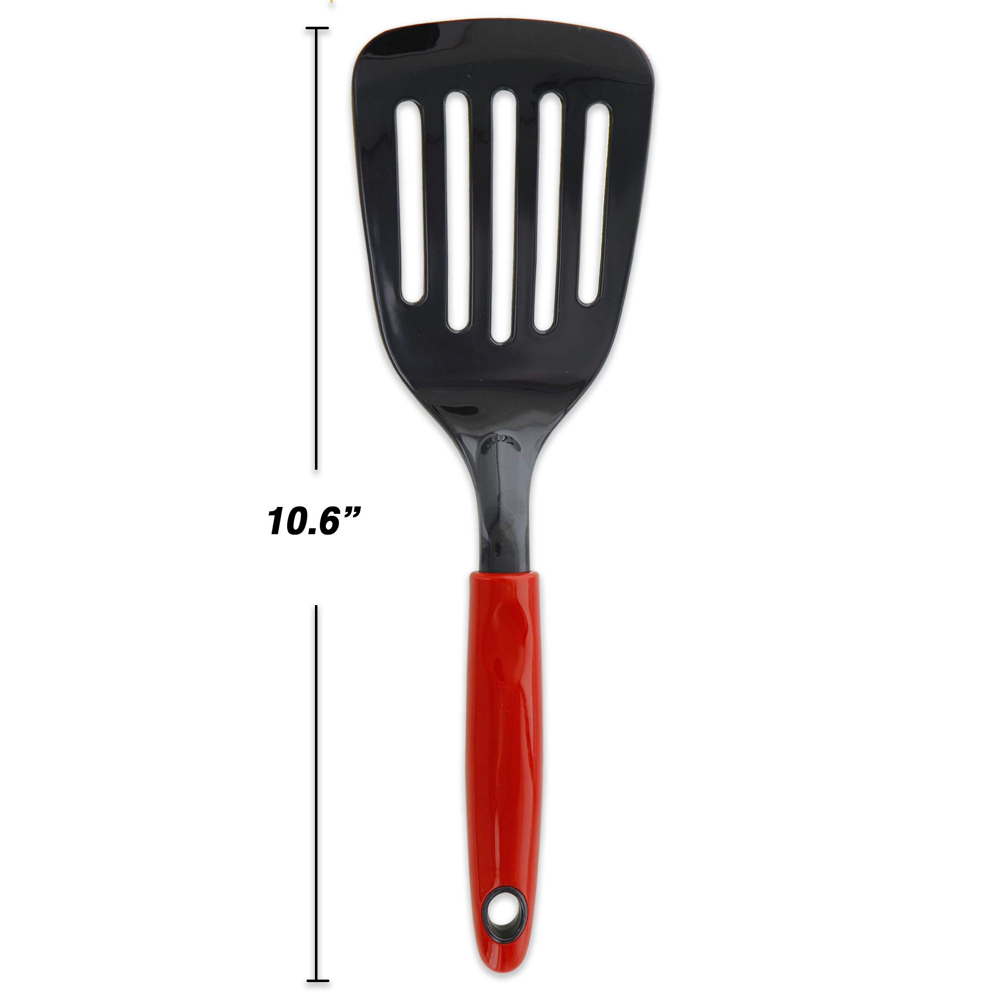 Ram Pro kurzer Pfannenwender aus Nylon, Küchenhelfer aus hitzebeständigem Nylon, ideal für einfache Zubereitung oder Servieren von Lebensmitteln (rot), 3 Stück