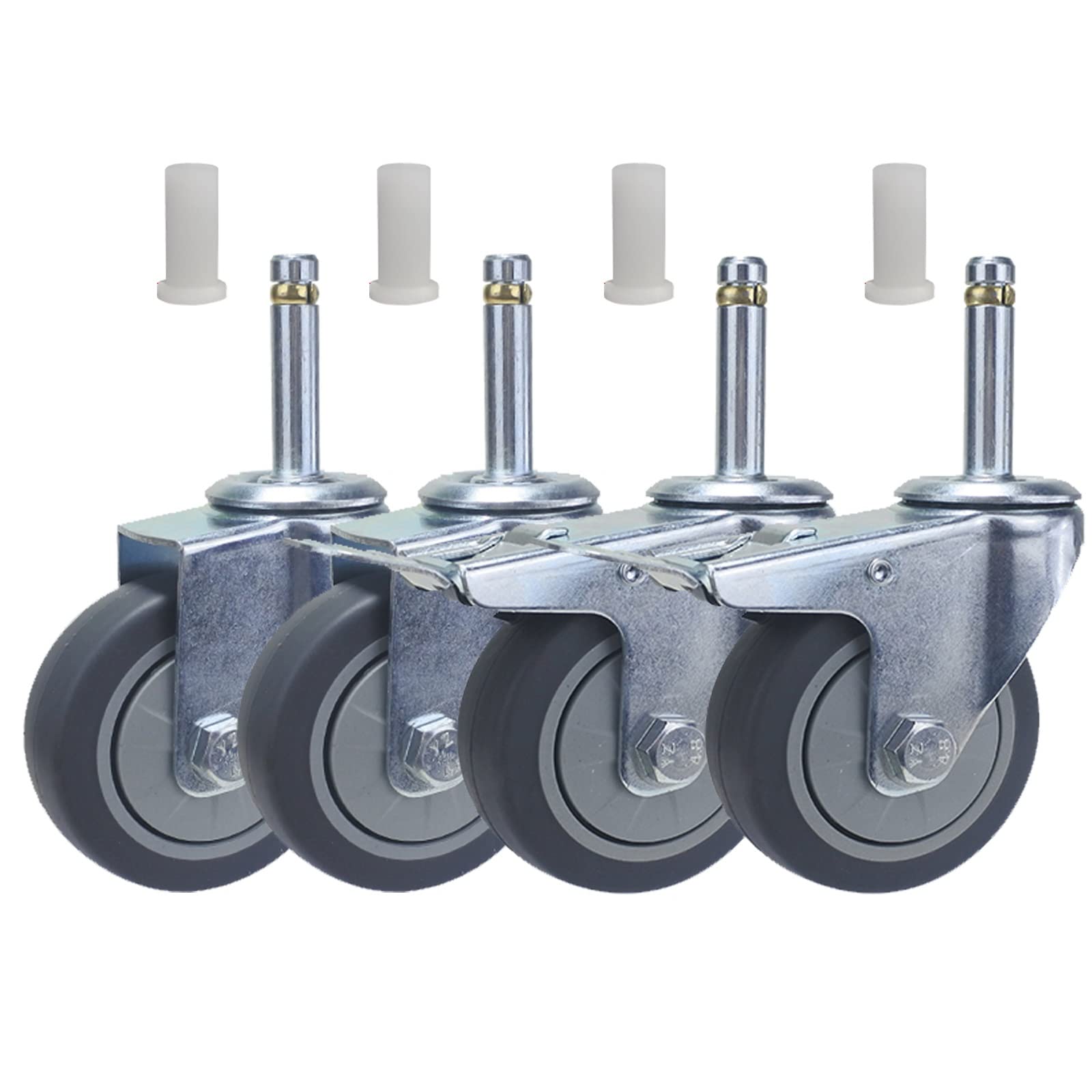 Roulettes de rechange pour meubles de 7,6 cm et 10,2 cm avec tige M11 et freins intégrés Lot de 4