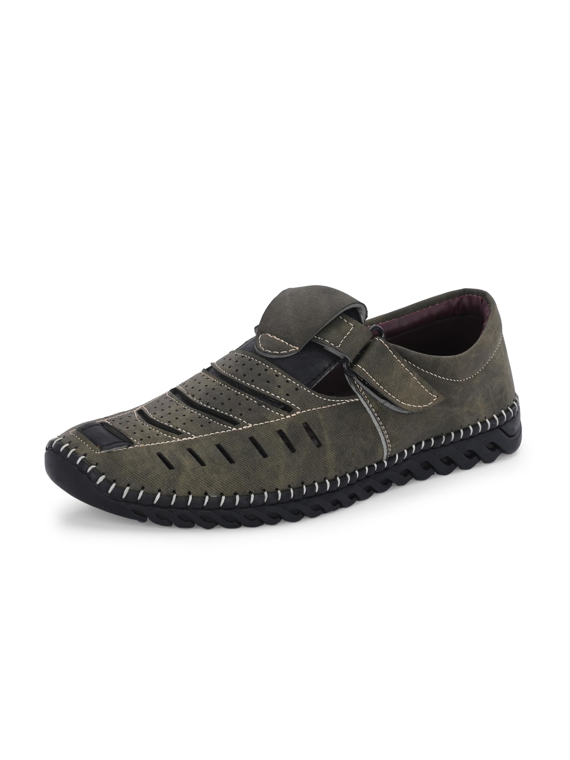 KNOOS Olive Faux Leather Fisherman Sandals for Men - 10 UK (B0D14ZF5TV) Amazon Price History, Amazon Price Tracker