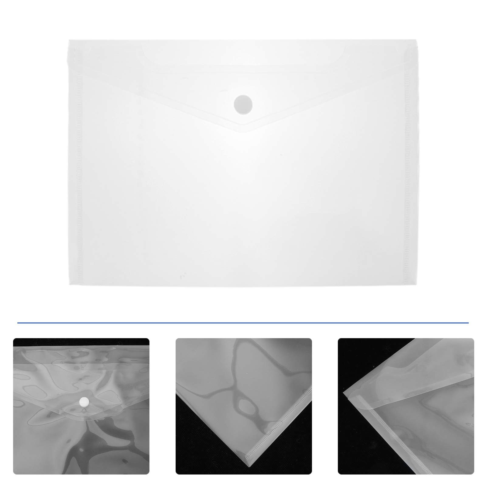 40Pcs Buste di Plastica Sacchetti di File di Cartelle di File con Bottone a Pressione A4 Dimensione Chiaro Documento per I Documenti