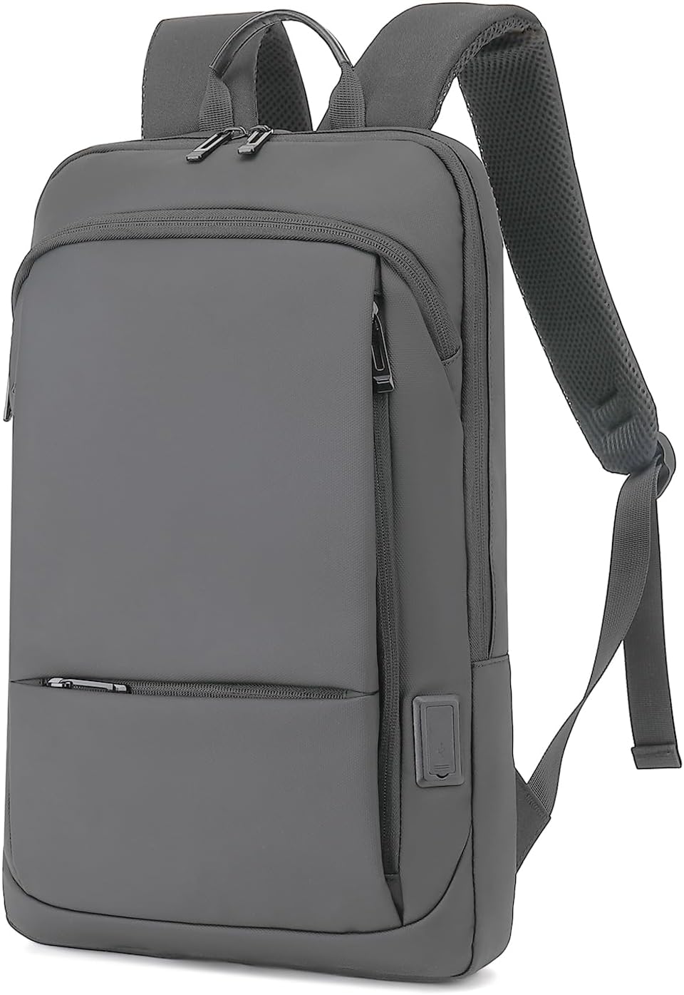 AUGUR Business Slim Backpack for Men Women 15.6 inch Water Resistant Laptop Backpack Computer Notebooks Lightweight Small Backpacks For School/Travel/Business/Work/College(Grey)
