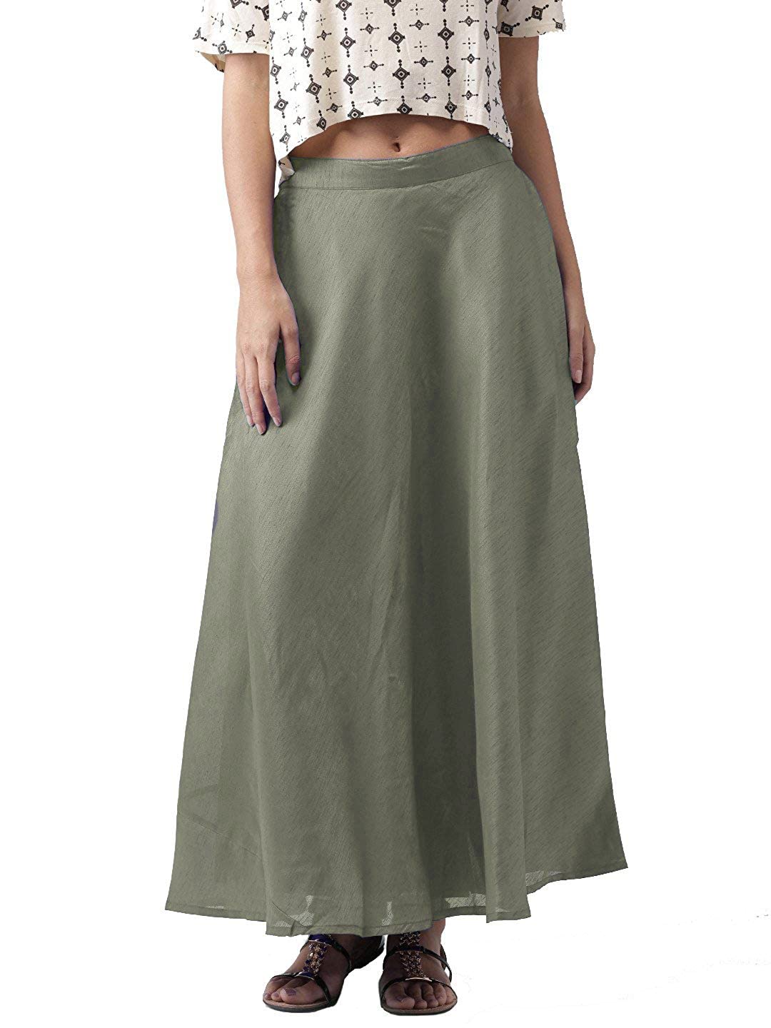 vastraa fusion Women Solid Chanderi Fabric Long Skirt with Inner Lining - Available in 16 Colours; Freesize (28 to 44 inches Waist)-picture-28