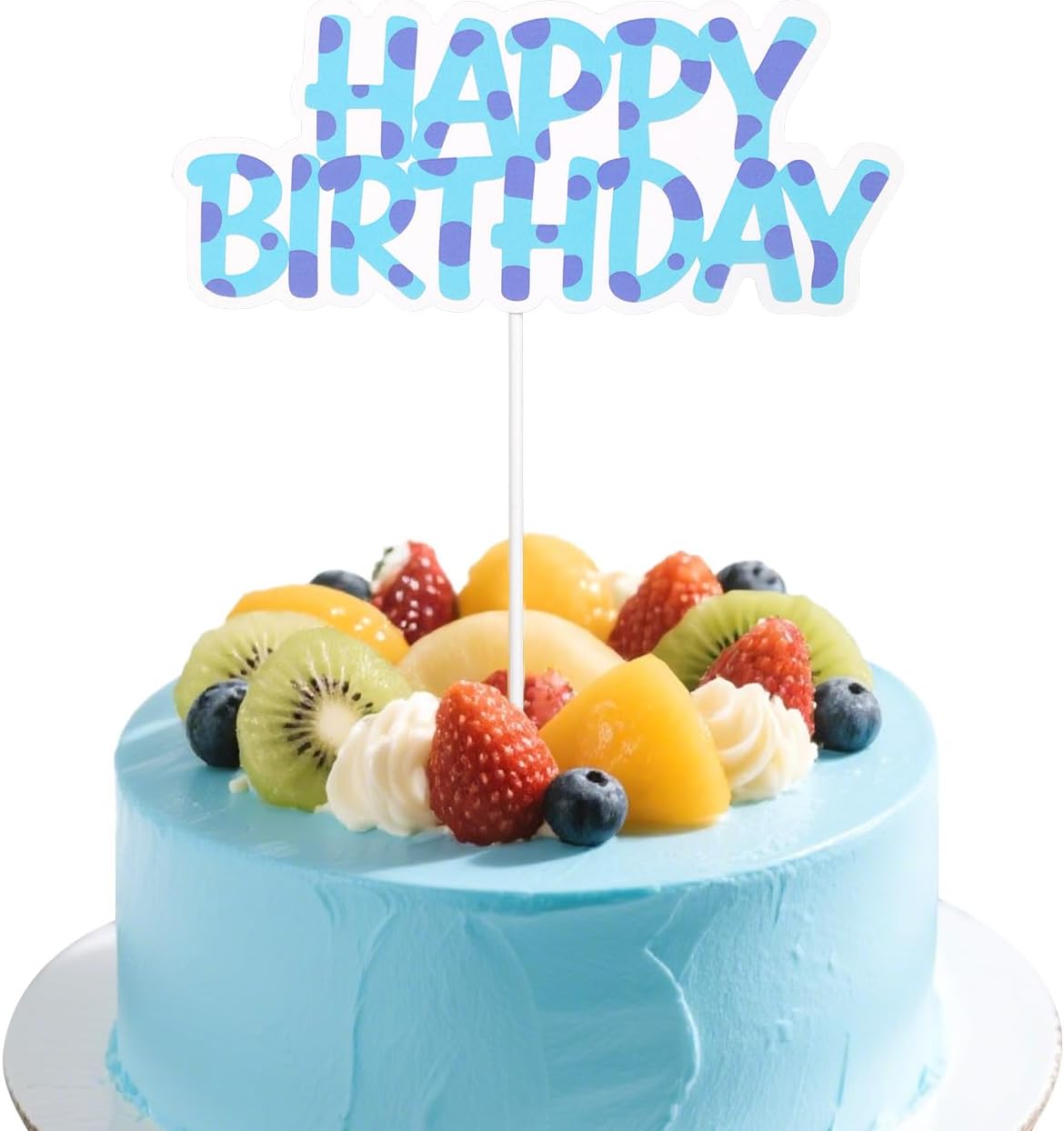 Cartoon Birthday Decorations, Blue Purple Happy Birthday Cake Topper for Kids Boys Cartoon Themed Party Decoration