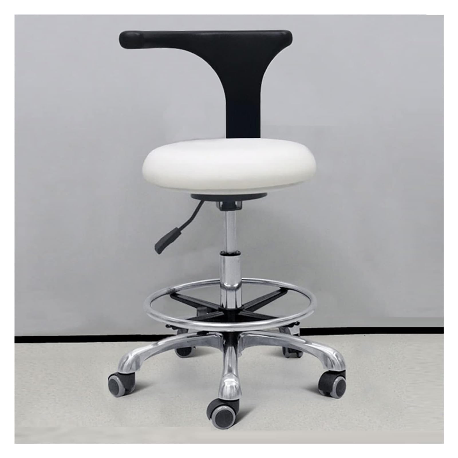 Sgabello dentale girevole a 360°, regolabile in altezza, in poliuretano, con braccioli, sedile per assistente medico, per dentisti, ufficio, salone
