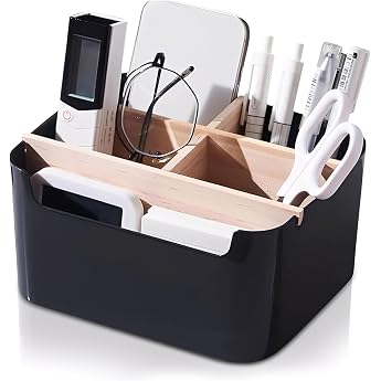 Desk Organiser Pen Organiser Bamboo Table Organiser 5 Compartments