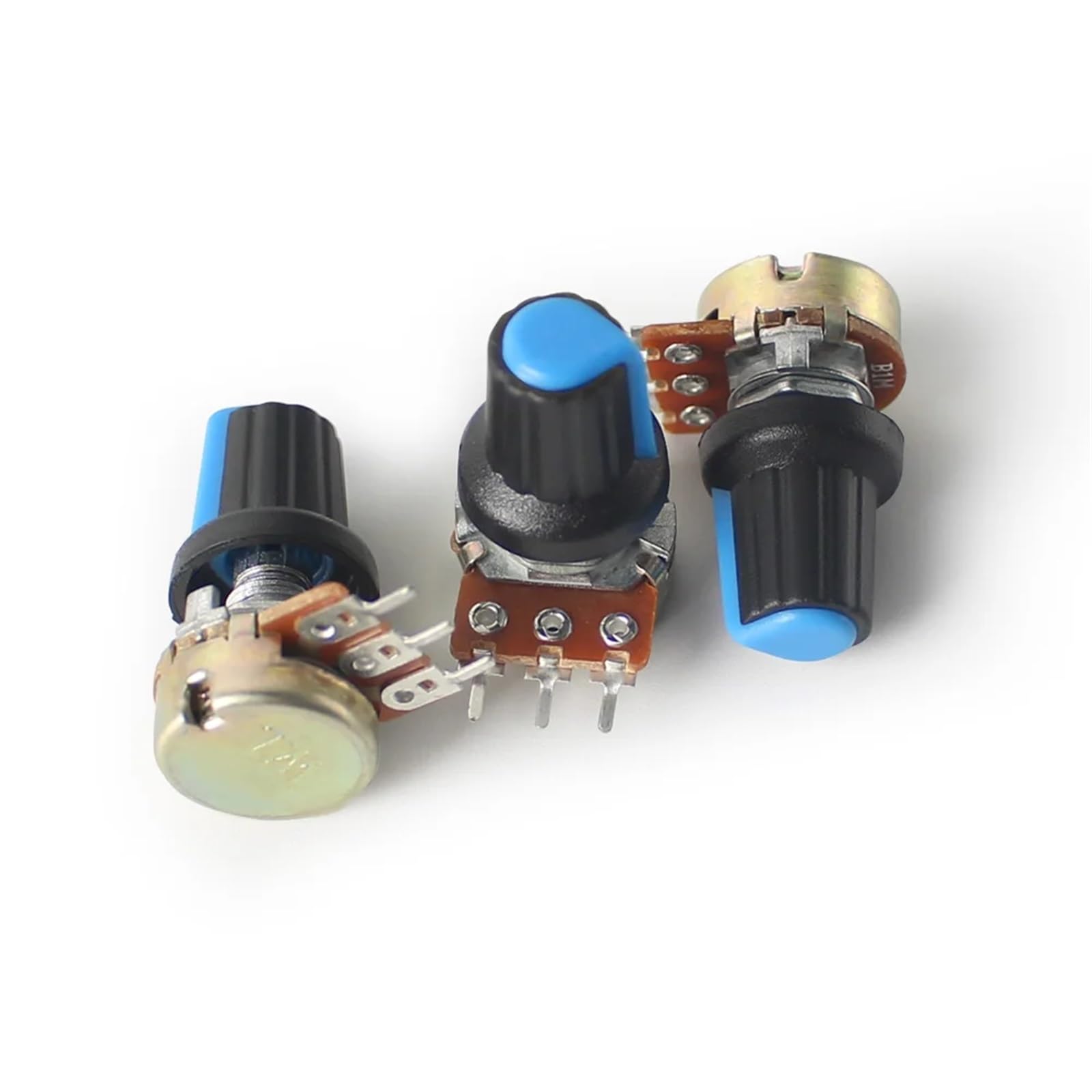 Juego de 5 potenciómetros WH148 con kit de tapa de perilla AG2 azul 1K 2K 5K 10K 20K 50K 100K 250K 1M 15mm 3pin potenciómetros lineales (2K Ohm)