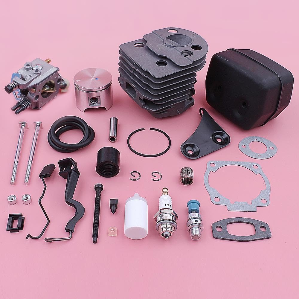 Kit de reparación de pistón de silenciador de Escape de carburador de Cilindro de 46mm, for Motosierra Husqvarna 55 51 501766605 503218202 503281504 503609171 Pistón de Cilindro de jardín