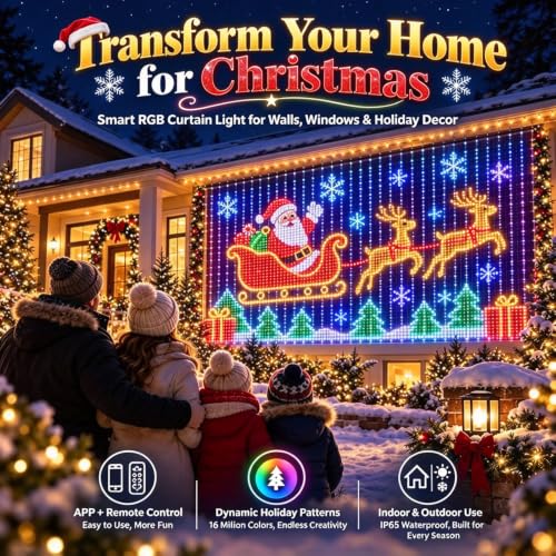 Smart LED Curtain Lights Christmas Indoor Outdoor DIY Smart Lights Decor - Image 2