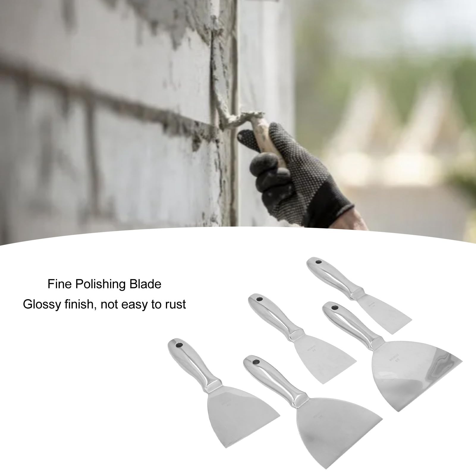 CHICIRIS Prestigeträchtiges Kittschaber-Set aus Edelstahl Entfernt Effizient Fugenmörtel für Heimdekorations- und Holzbearbeitungsprojekte. 5-teiliges Set, Größe 5,1 Cm, 7,6 Cm, 10,2, 12,7, 15,2