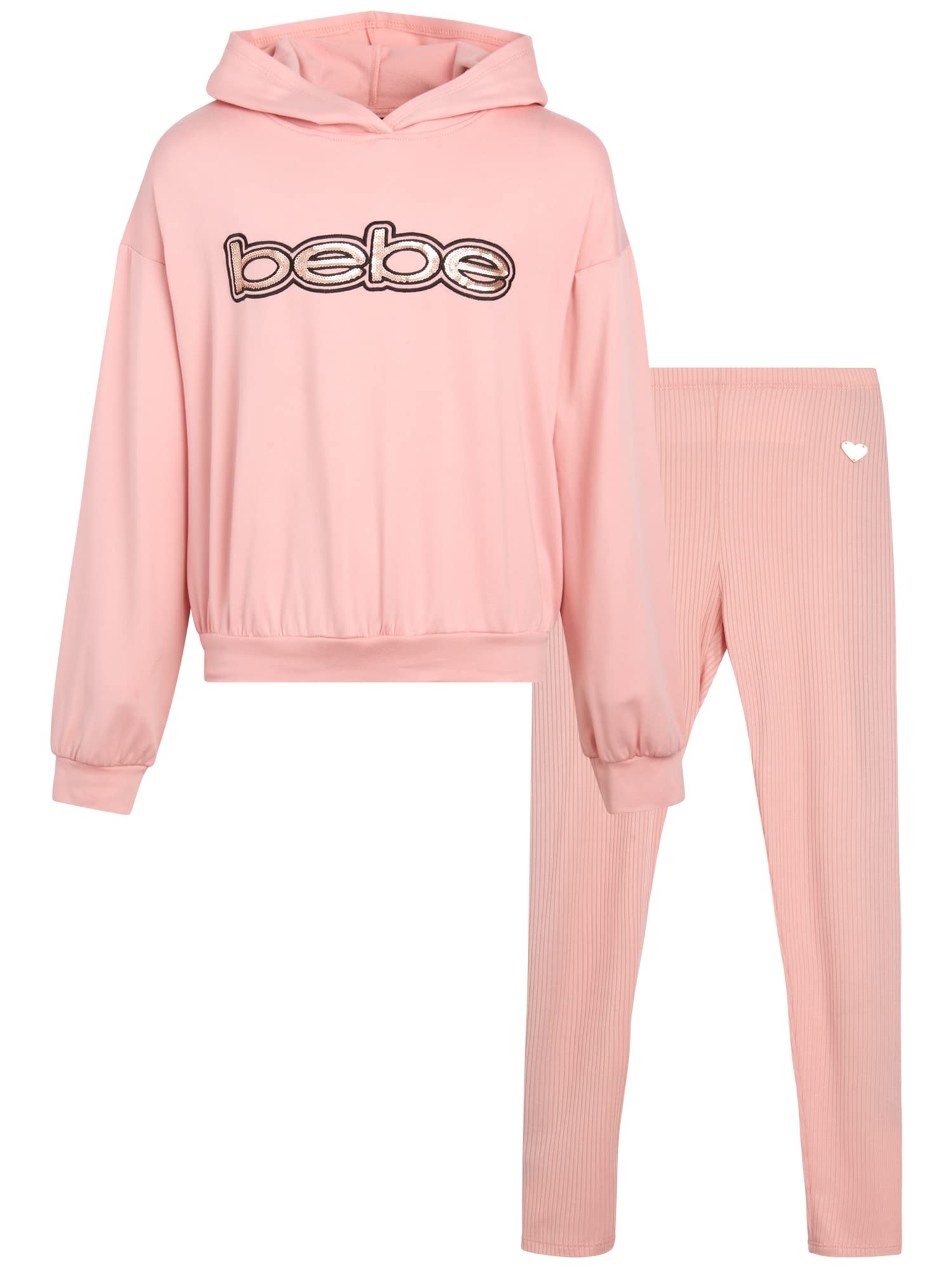 bebeGirls' Legging Sweatsuit Set - 2 Piece Super Soft Sweatshirt and Leggings (7-16)