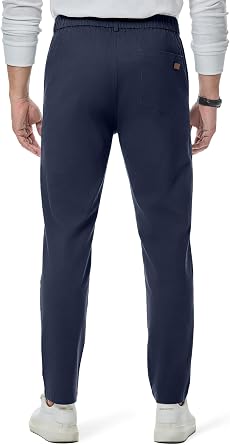 JMIERR Men's Chino Pants Casual Elastic Waist Tapered Golf Trousers