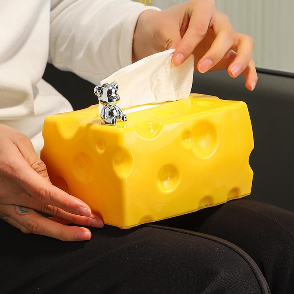 Whimsical Cheese Shaped Plastic Tissue Box Holder For Kitchen Dining Room Decoration