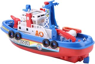 Bonbela Barco para Niños Juguetes para Niños Viaje de Juguete de Bote de Bomberos Juguete de Agua con Sonido y Luz Flash para la Piscina de la Playa de la Piscina de Baño