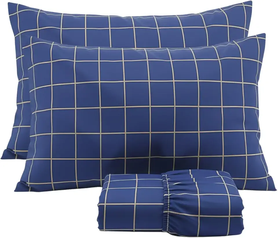 Cozzilar Jogo de Lençol Cama Queen Malha 100% Algodão 3 Peças Estampado Kit Inclui 1 Lençol Queen Com Elástico e 2 Fronhas Toque Macio (Modelo 13)