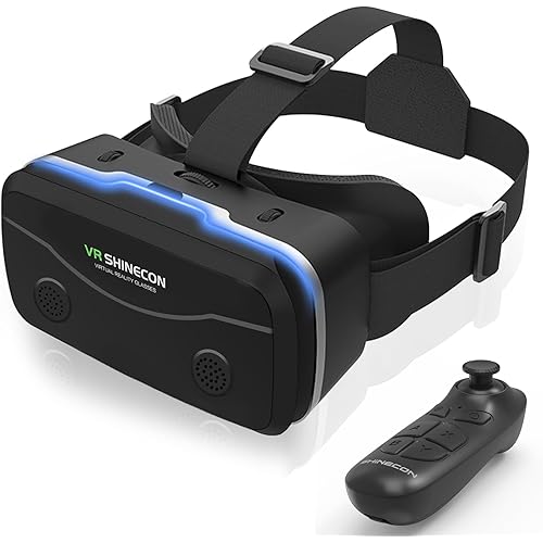 2025 Upgraded VR Headset for Smartphones with Bluetooth Controller | 7-inch HD Aspheric Lens | Adjustable Focus & Eye Width | Cool Ventilation Design | for iPhone 15 Pro/Android 4.7-7 inch