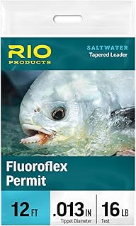 RIO Products Fluoroflex Permit Fly Fishing Leader, 12ft Fluorocarbon Leader for Saltwater Flats, Stealthy Presentation, Abrasion Resistant, Hand-Tied Loop