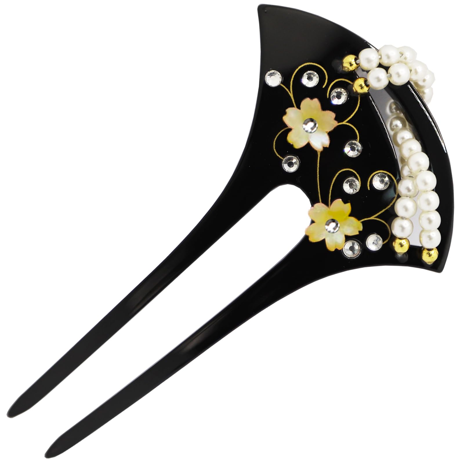 TOuWA Kanzashi Hair Ornament Fan Shaped Night Cherry Blossom Pearl Japan