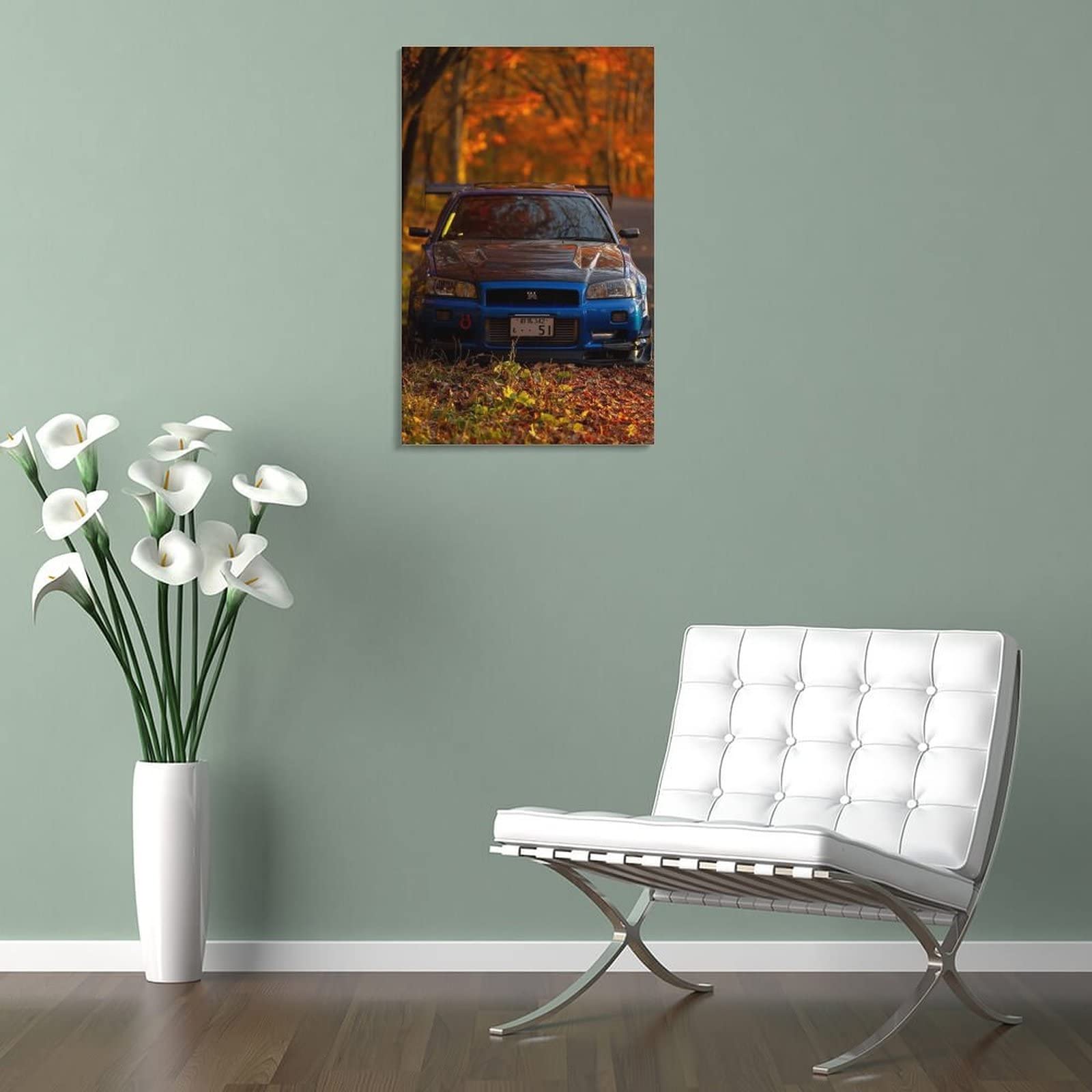 Poster Su Tela JDM R35 R34 30x45 Cm Con Cornice - Quadro Auto Giapponesi Per Camera E Garage